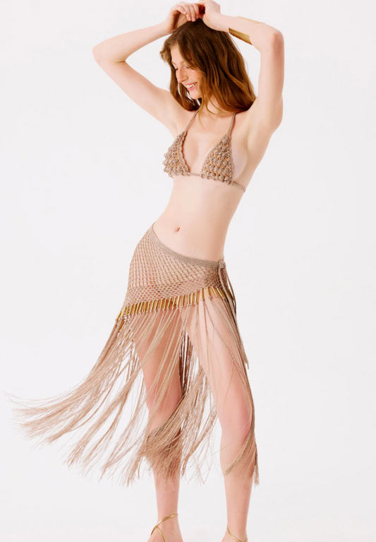 Aria Hand Crochet Fringe Skirt