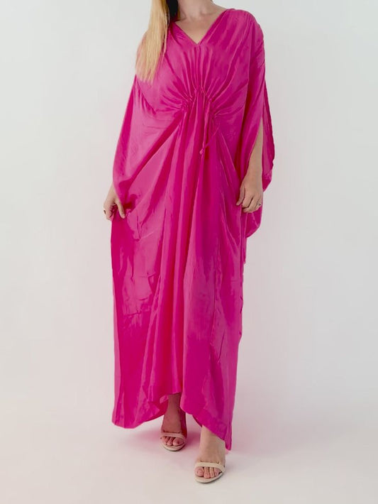 Vacances Amy Drawstring Caftan Dress- Rose