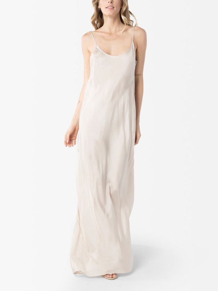 SILK HABOTAI SLIP DRESS NUDE