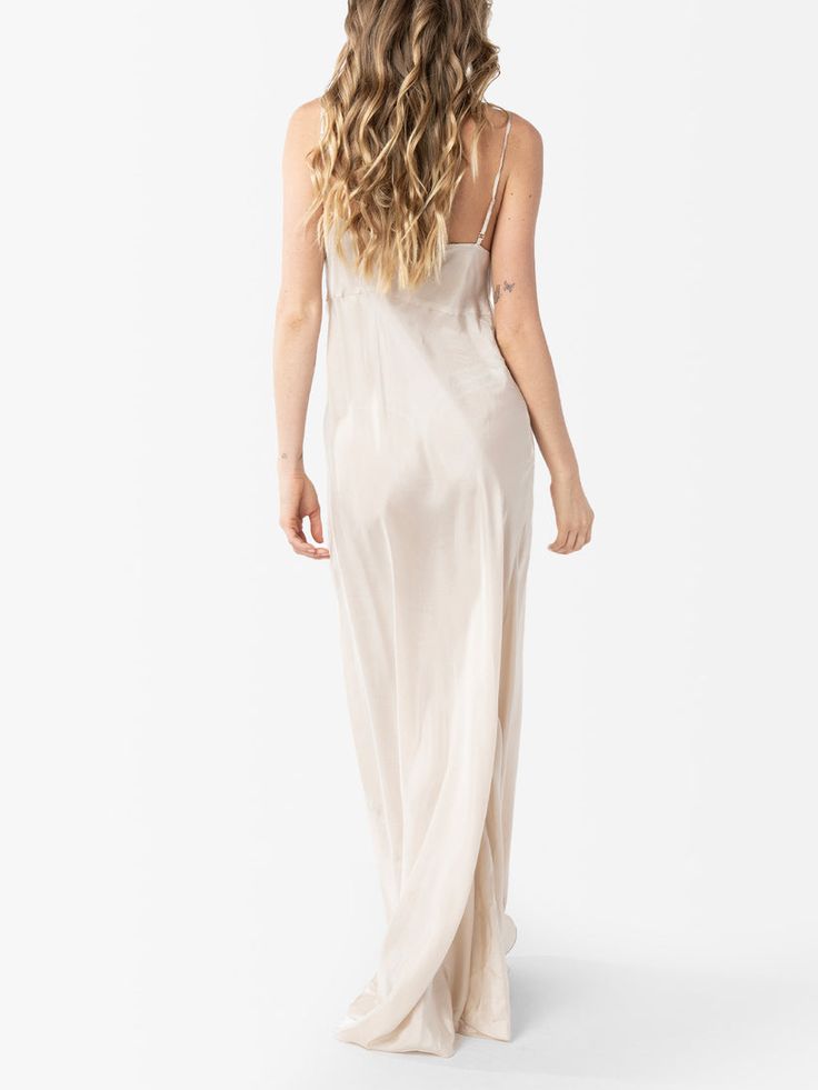 SILK HABOTAI SLIP DRESS NUDE